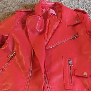 Women's Red Leather Jacket